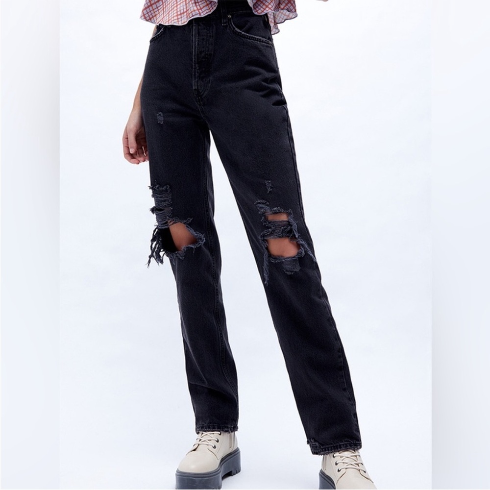We The Free 24 Jeans Lasso distressed in washed black high rise Free People NWT - Picture 4 of 13